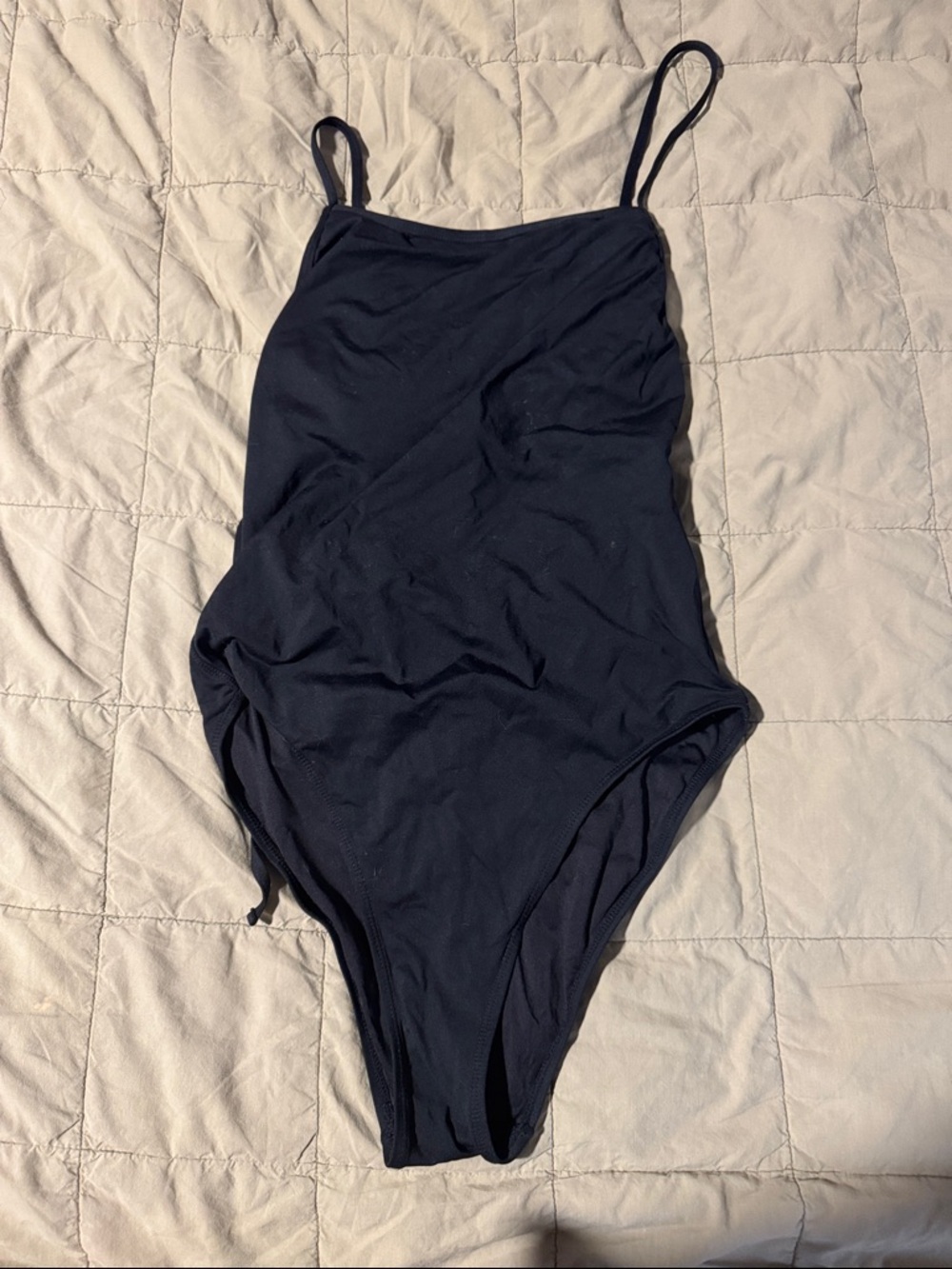Andie Navy One-Piece Swimsuit - Slim Strap Solid